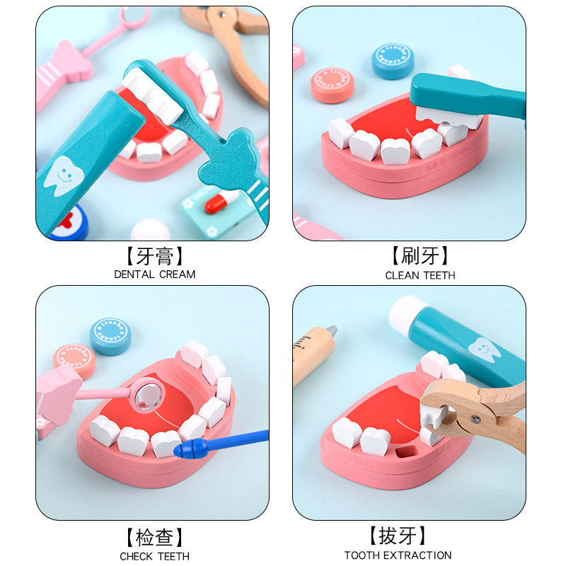 Kinmilo wooden doctor and dentist role-play toy medical instruments: detail 2