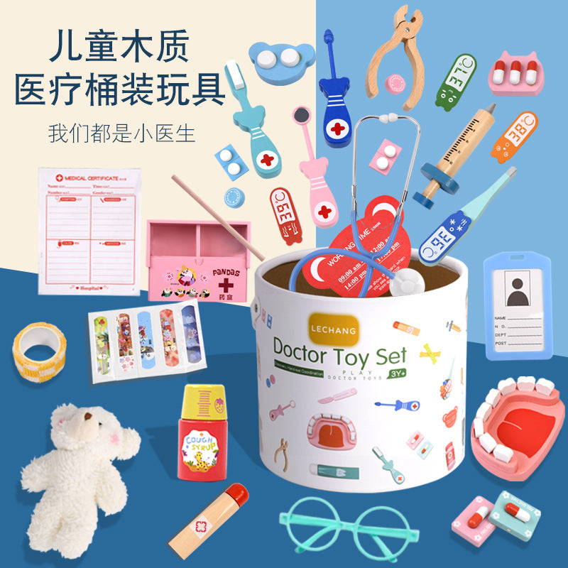 Kinmilo wooden doctor and dentist role-play toy medical instruments: detail 9
