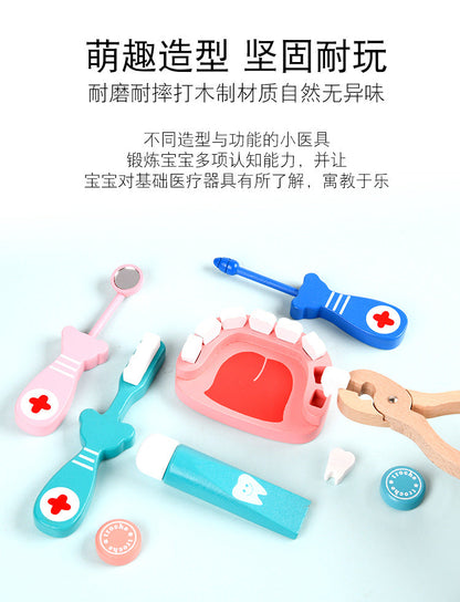 Kinmilo wooden doctor and dentist role-play toy medical instruments: detail 14