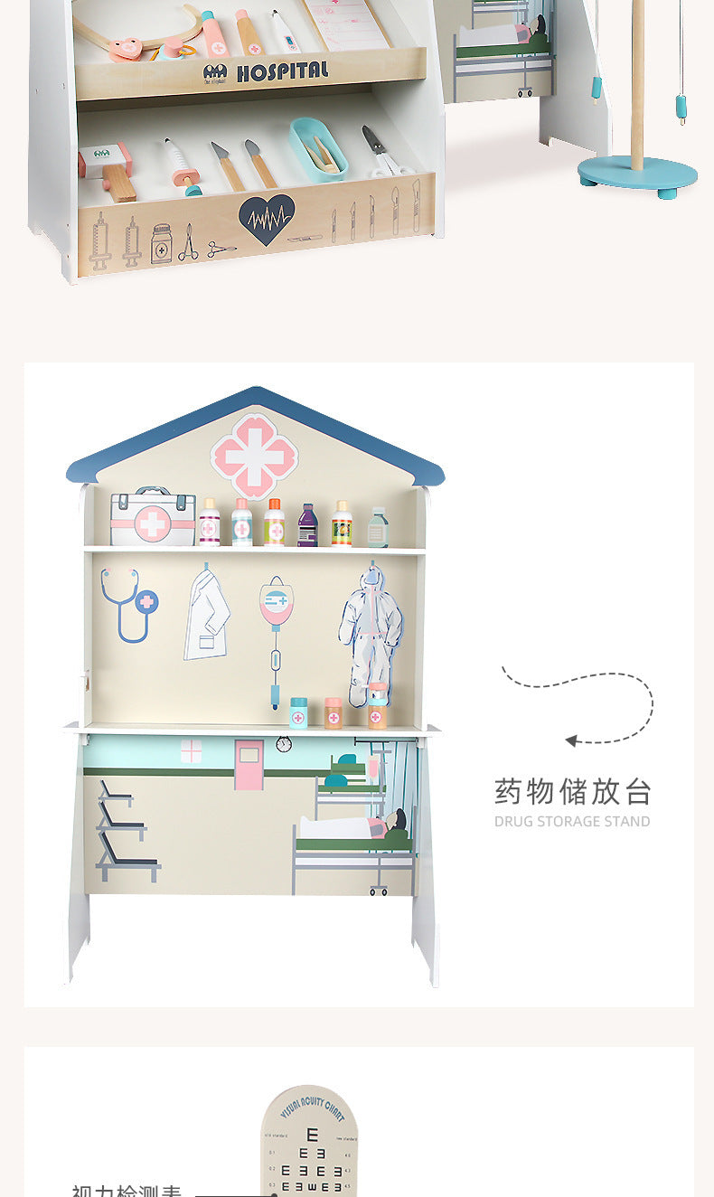 Kinmilo wooden pretend doctor clinic hospital role play – product gallery view 3