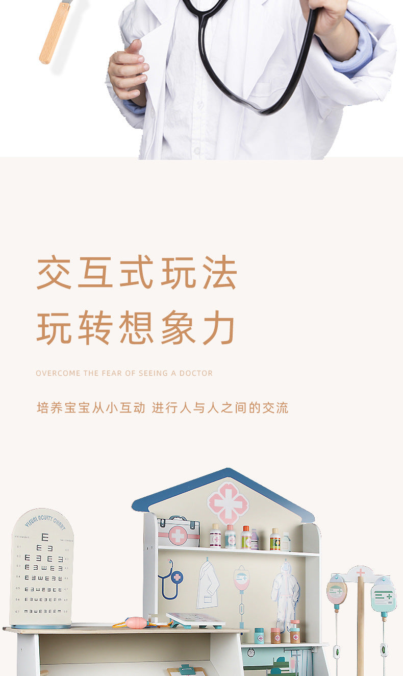 Kinmilo wooden pretend doctor clinic hospital role play – product gallery view 6