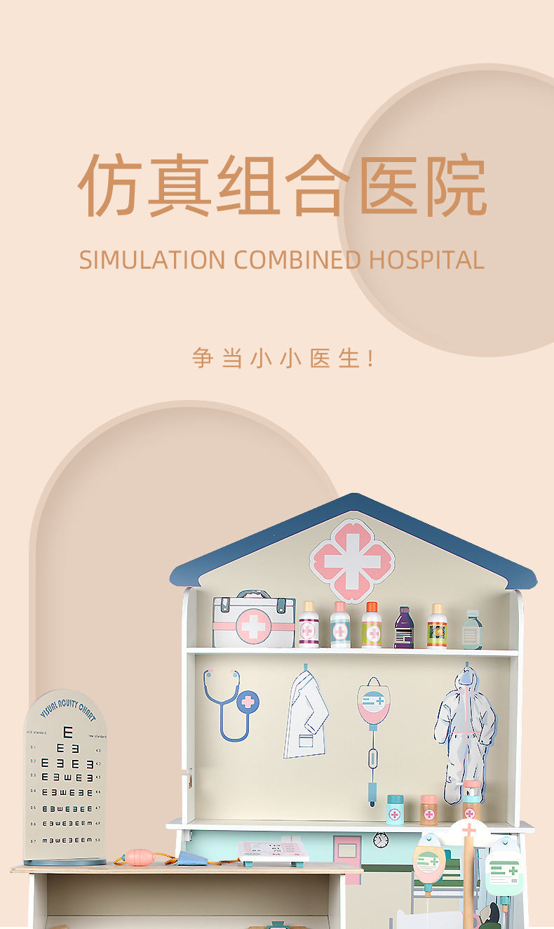 Kinmilo wooden pretend doctor clinic hospital role play – product gallery view 15