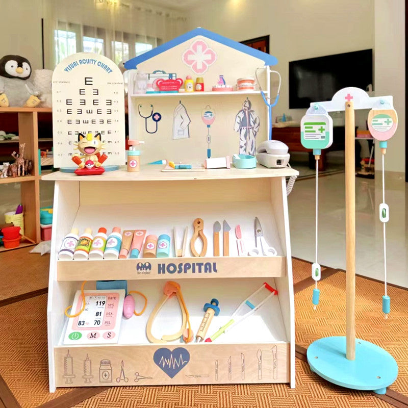 Kinmilo wooden pretend doctor clinic hospital role play – product gallery view 20