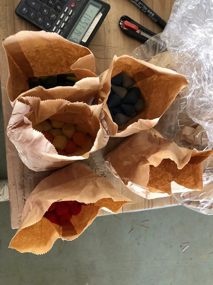Kinmilo Colored wooden loose parts packed for shipping