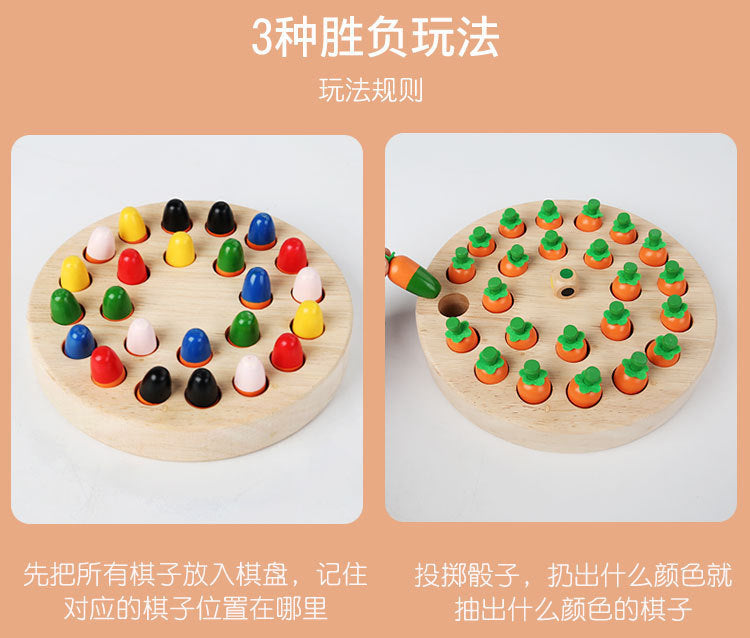 Memory game play activities with wood colour pegs