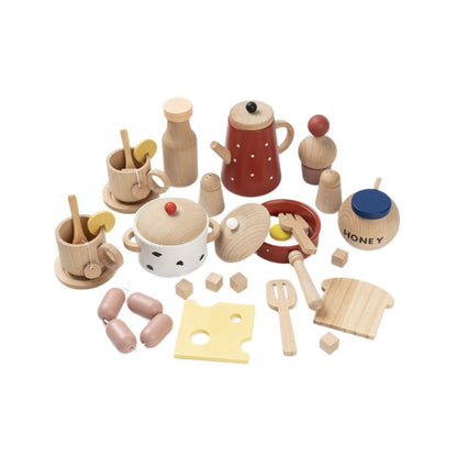 Kinmilo Wooden red kettle kitchen cooking and serving set product display