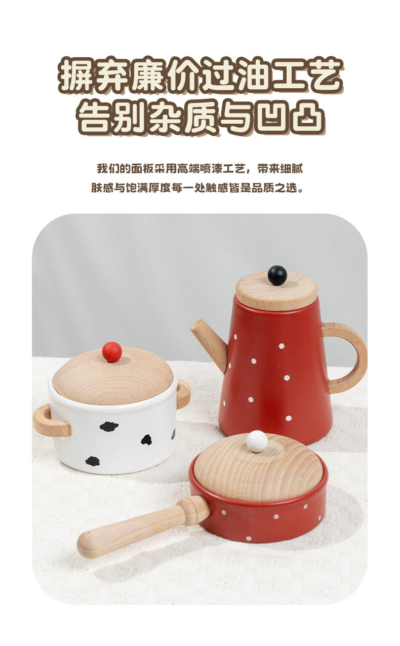 Kinmilo Pretend play wooden cooking pots craftsmanship