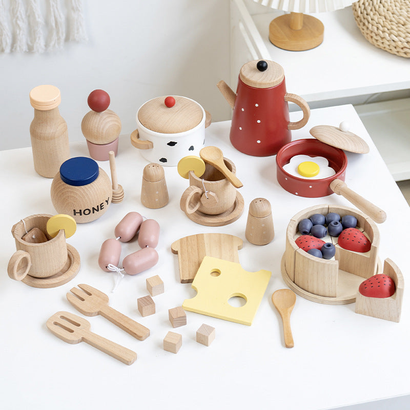 Kinmilo Full breakfast play set teapot egg and food pieces