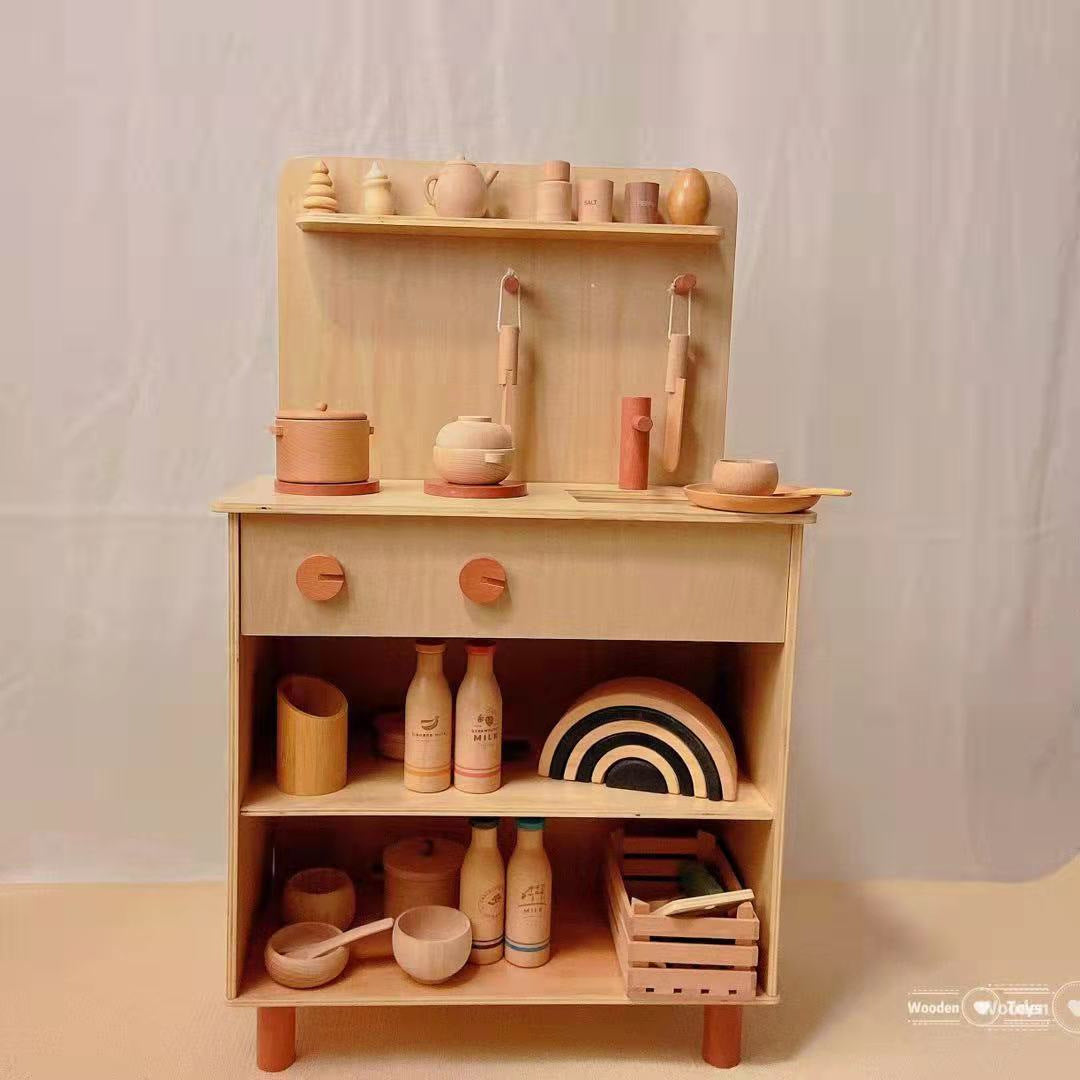 Kinmilo natural wooden play food and kitchen utensils detail 34