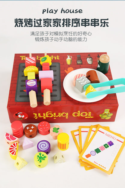Kinmilo wooden DIY barbecue skewer food matching kit components and instructions, photo 103