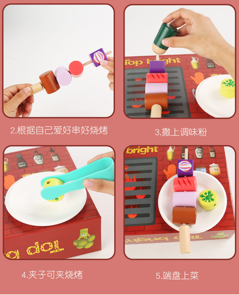 Kinmilo wooden DIY barbecue skewer food matching kit components and instructions, photo 108