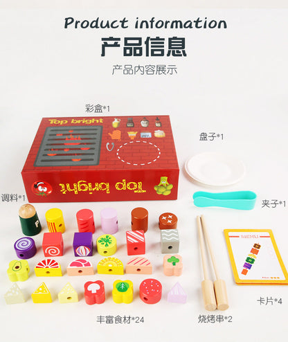 Kinmilo wooden DIY barbecue skewer food matching kit components and instructions, photo 110