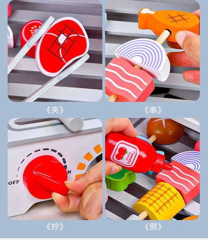 Kinmilo wooden DIY barbecue skewer food matching kit components and instructions, photo 123