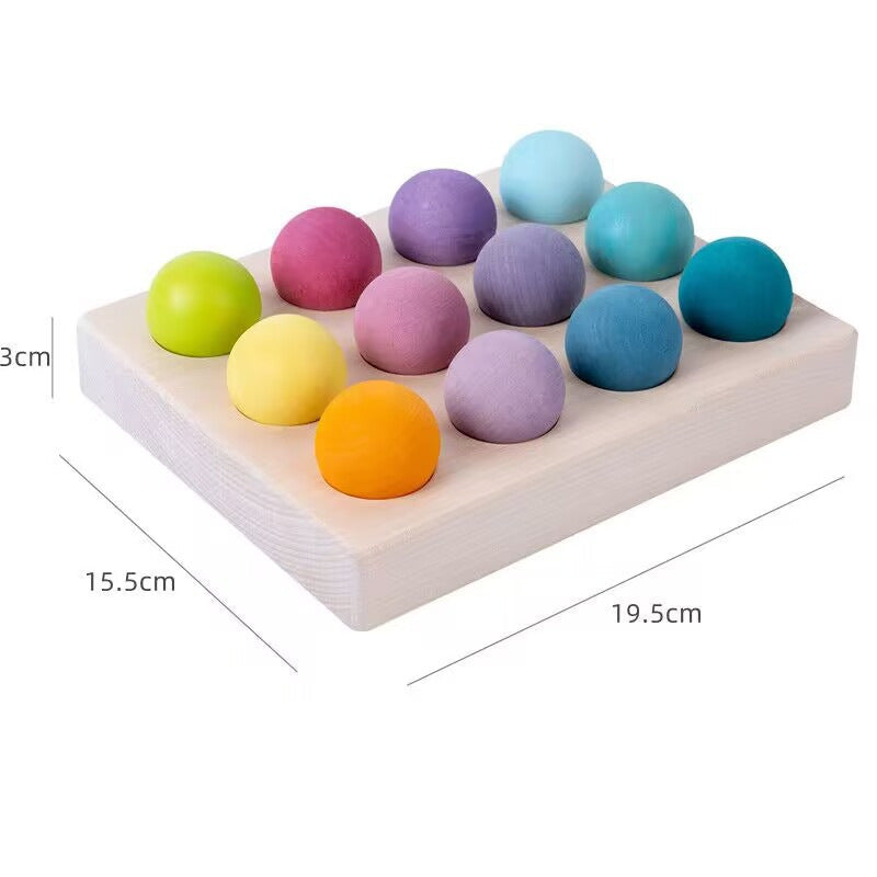 Wooden matching ball sorting tray and sensory set photo 0