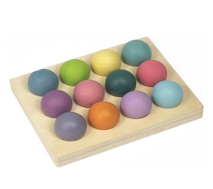 Wooden matching ball sorting tray and sensory set photo 7