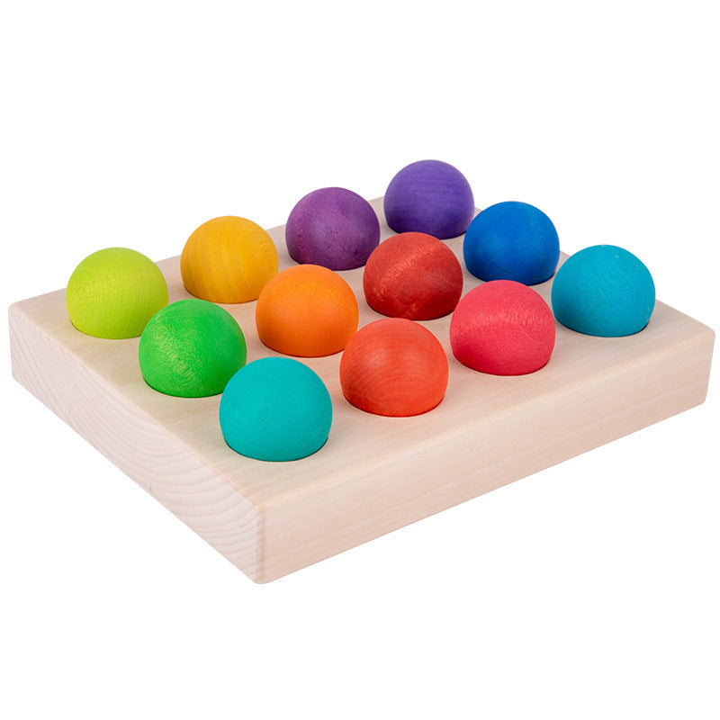 Kinmilo rainbow wood balls matching board details and dimensions image 18
