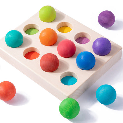 Kinmilo rainbow wood balls matching board details and dimensions image 20