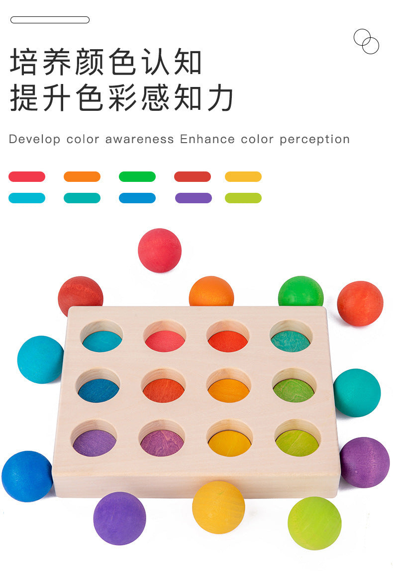 Kinmilo rainbow wood balls matching board details and dimensions image 22