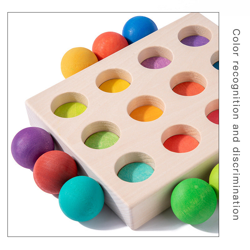 Kinmilo rainbow wood balls matching board details and dimensions image 24