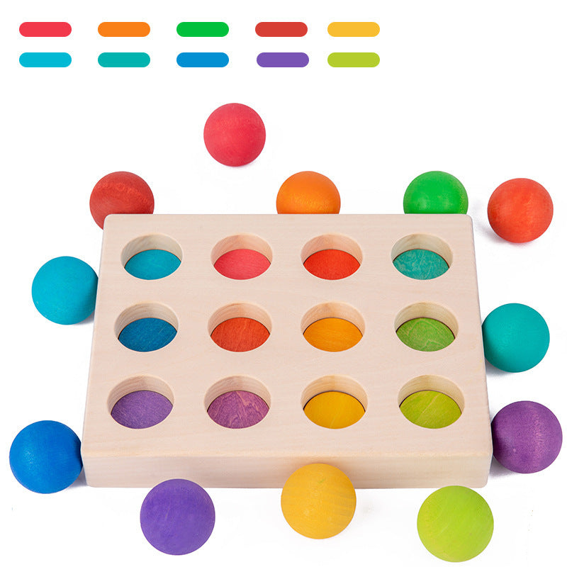 Kinmilo rainbow wood balls matching board details and dimensions image 25