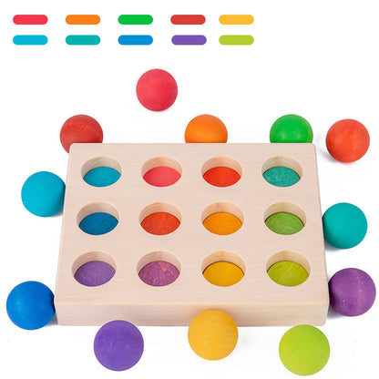 Kinmilo rainbow wood balls matching board details and dimensions image 25