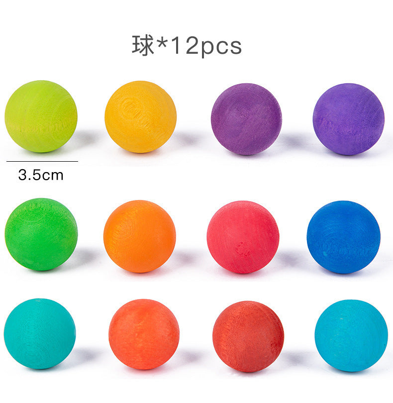 Kinmilo rainbow wood balls matching board details and dimensions image 26