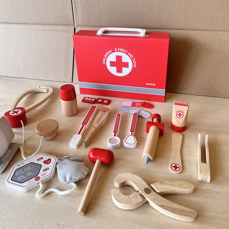 Kinmilo wooden doctor pretend play kit detail photo 4