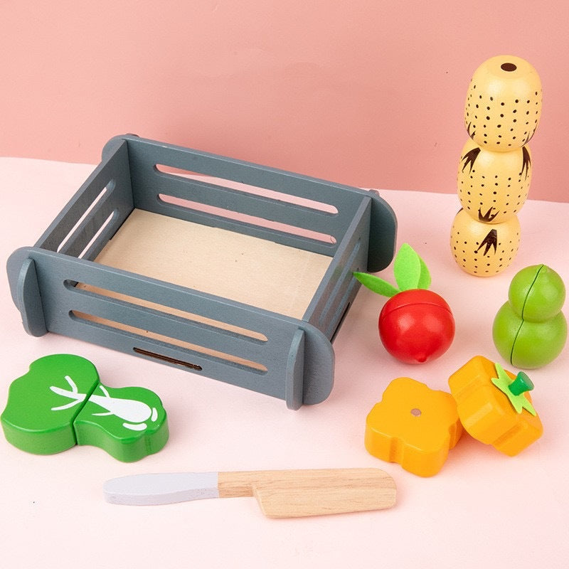 Kinmilo painted wooden cutting food playset, pretend fruit and vegetables, photo 33
