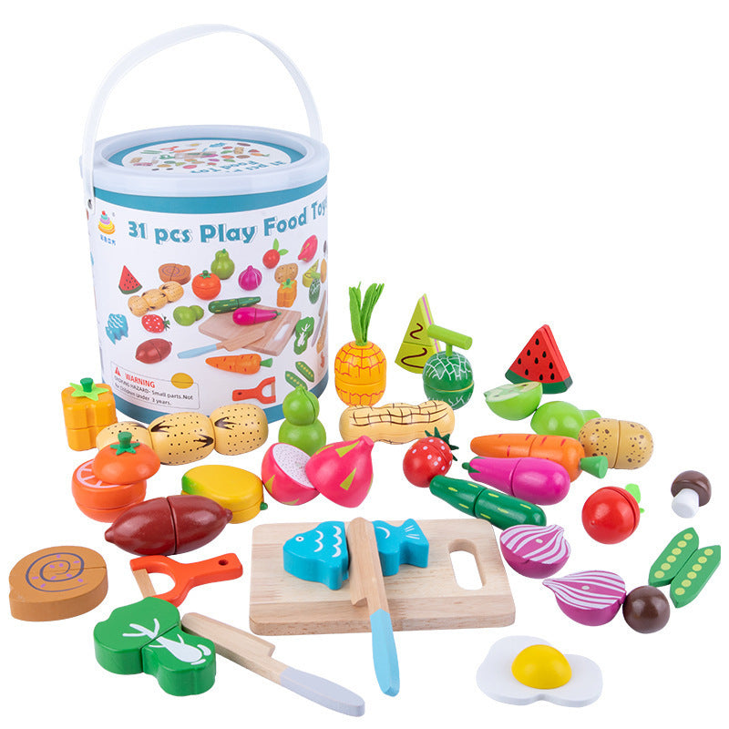 Kinmilo painted wooden cutting food playset, pretend fruit and vegetables, photo 38