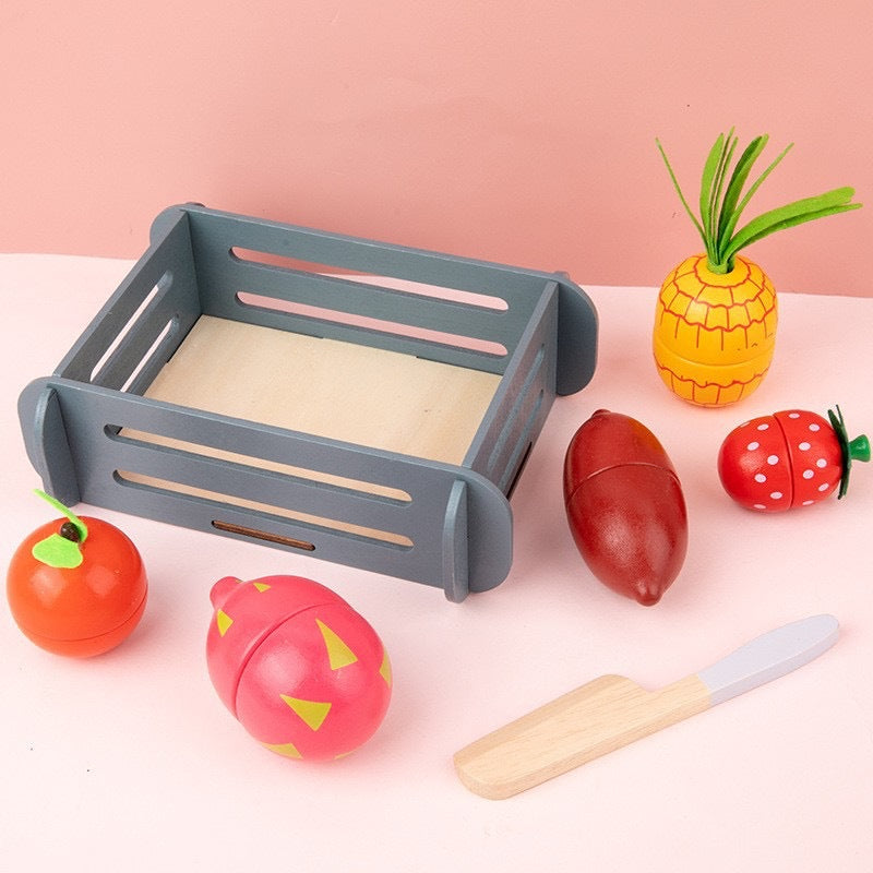Kinmilo painted wooden cutting food playset, pretend fruit and vegetables, photo 42