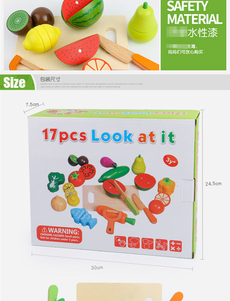 Kinmilo tactile wood fruit matching cutting vegetable toy set photo 46