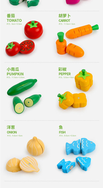 Kinmilo tactile wood fruit matching cutting vegetable toy set photo 48