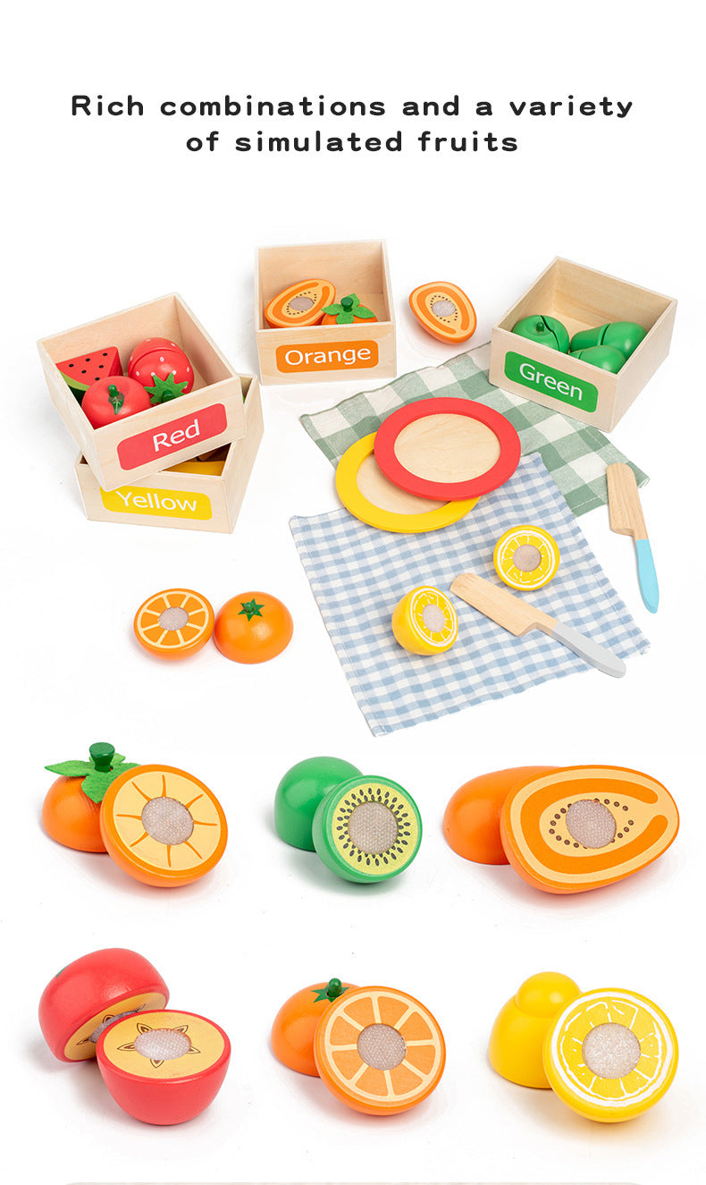 Kinmilo tactile wood fruit matching cutting vegetable toy set photo 50