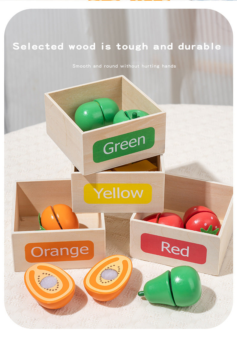 Kinmilo tactile wood fruit matching cutting vegetable toy set photo 52