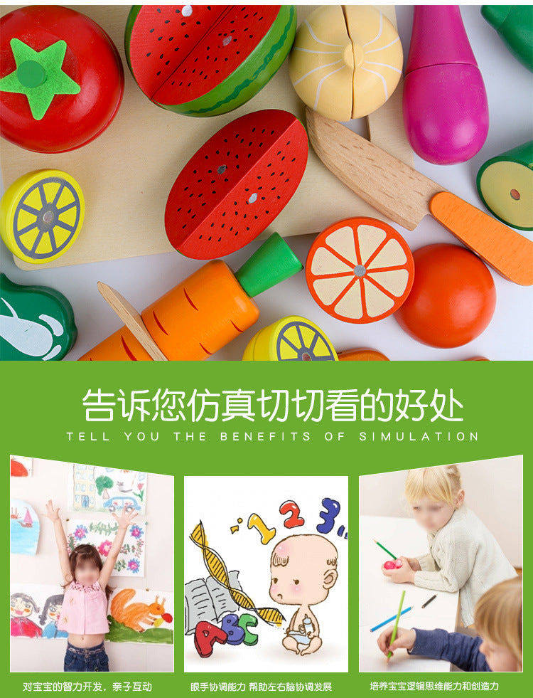 Kinmilo tactile wood fruit matching cutting vegetable toy set photo 53