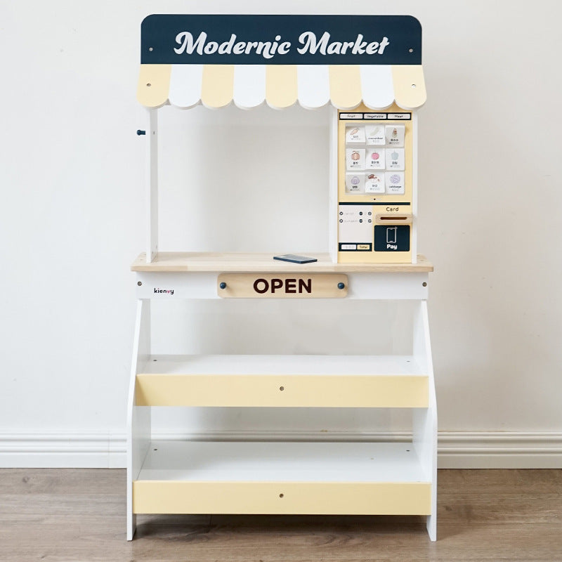 Kinmilo wooden supermarket market stall food crates and pretend appliances, photo 23