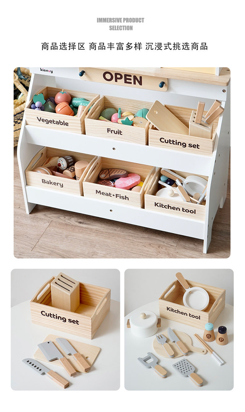 Kinmilo wooden children's supermarket play market and size specification photo 40