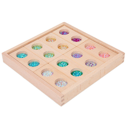 Wooden jewel color matching blocks and sensory geometry play view 5