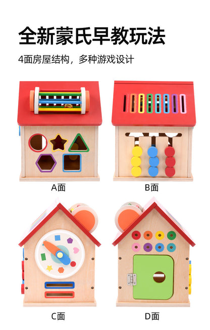 Wooden Montessori busy house or learning bus details and dimensions photo 30