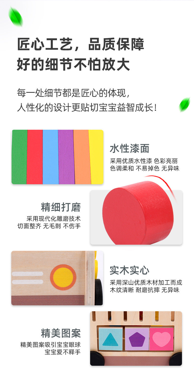 Wooden Montessori busy house or learning bus details and dimensions photo 31