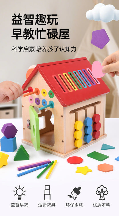 Wooden Montessori busy house or learning bus details and dimensions photo 35