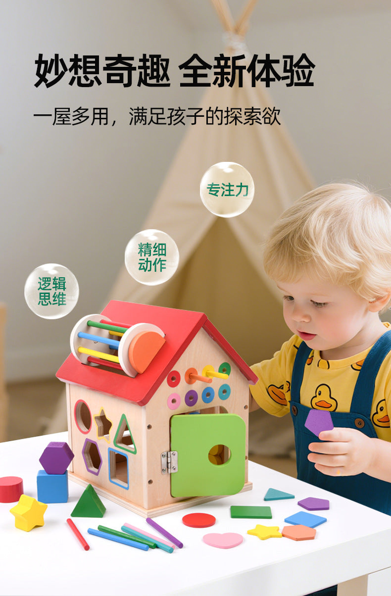 Wooden Montessori busy house or learning bus details and dimensions photo 38