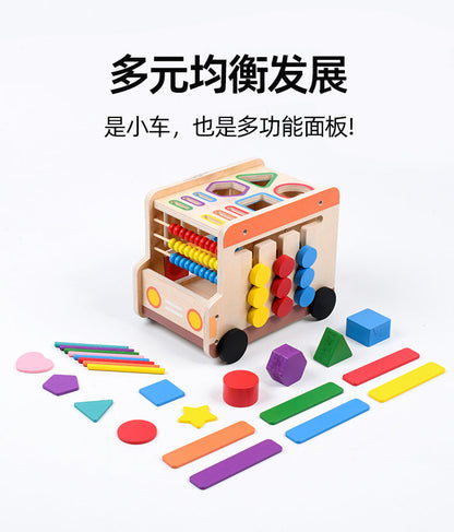 Wooden Montessori busy house or learning bus details and dimensions photo 40