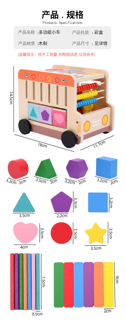 Wooden shape sorter house or multi activity bus toy detailed photo 43