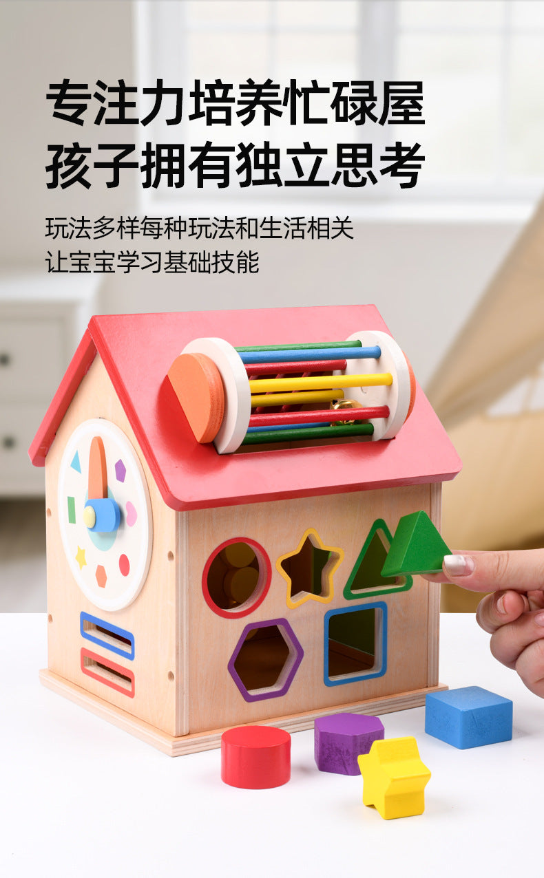 Wooden shape sorter house or multi activity bus toy detailed photo 44