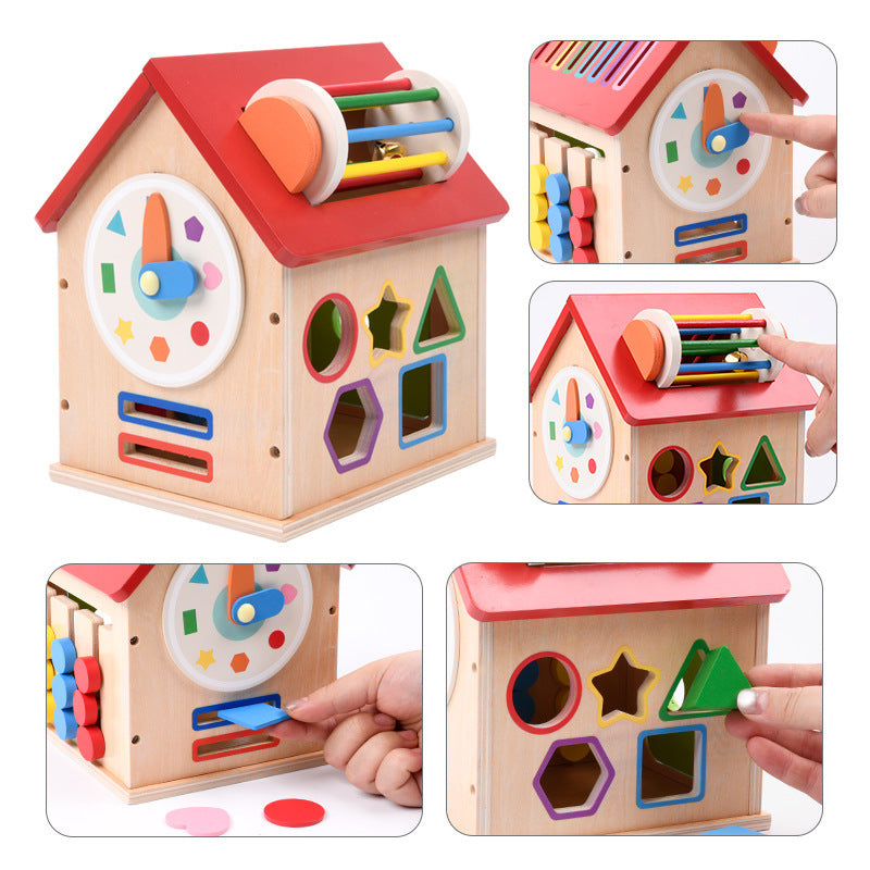 Wooden shape sorter house or multi activity bus toy detailed photo 51