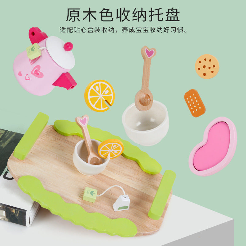 Kinmilo wooden pretend afternoon tea set product photograph 1