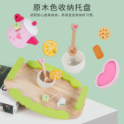 Kinmilo wooden pretend afternoon tea set product photograph 1