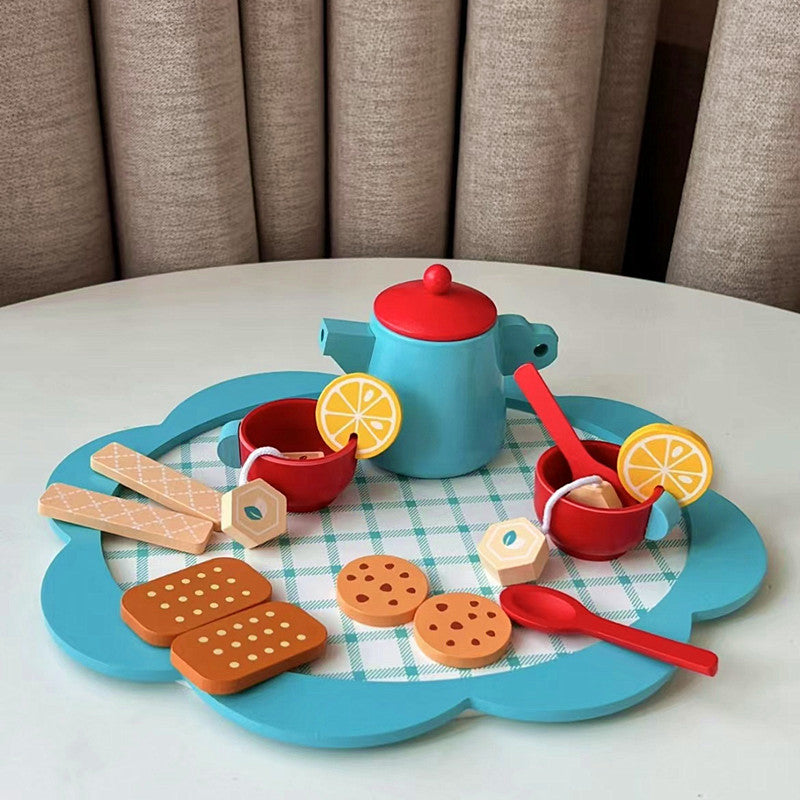 Kinmilo wooden pretend afternoon tea set product photograph 3