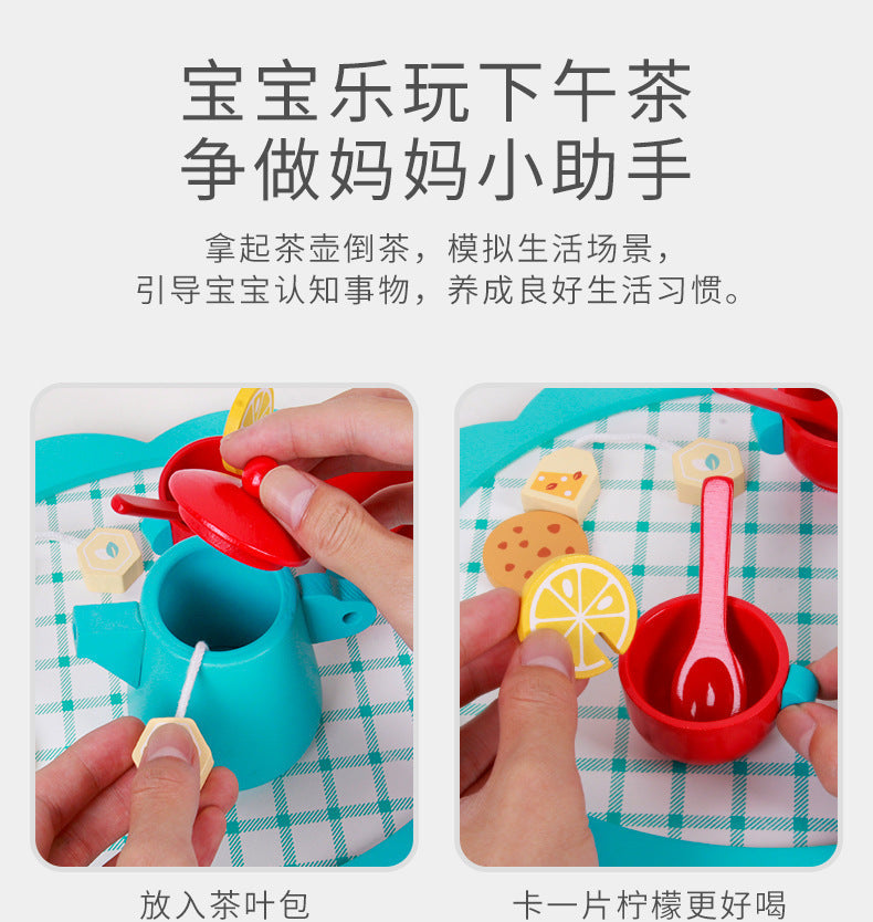 Kinmilo wooden pretend afternoon tea set product photograph 6